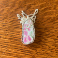 Broken Pottery Artisan Made Pendant Floral Plate Handcrafted Necklace 3/4 in x 1.5 in
