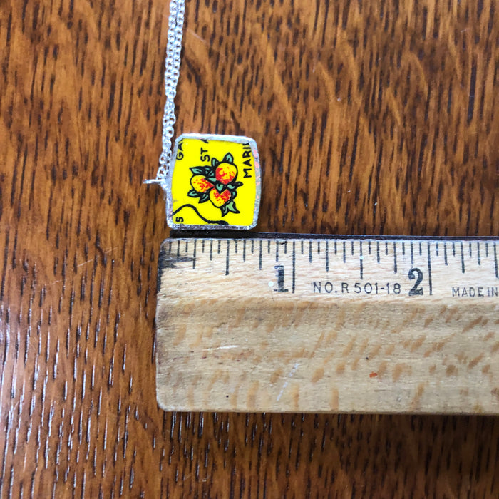 Broken Pottery Artisan Made Pendant Florida Collectors Plate Handcrafted Necklace 5/8in x 3/4in