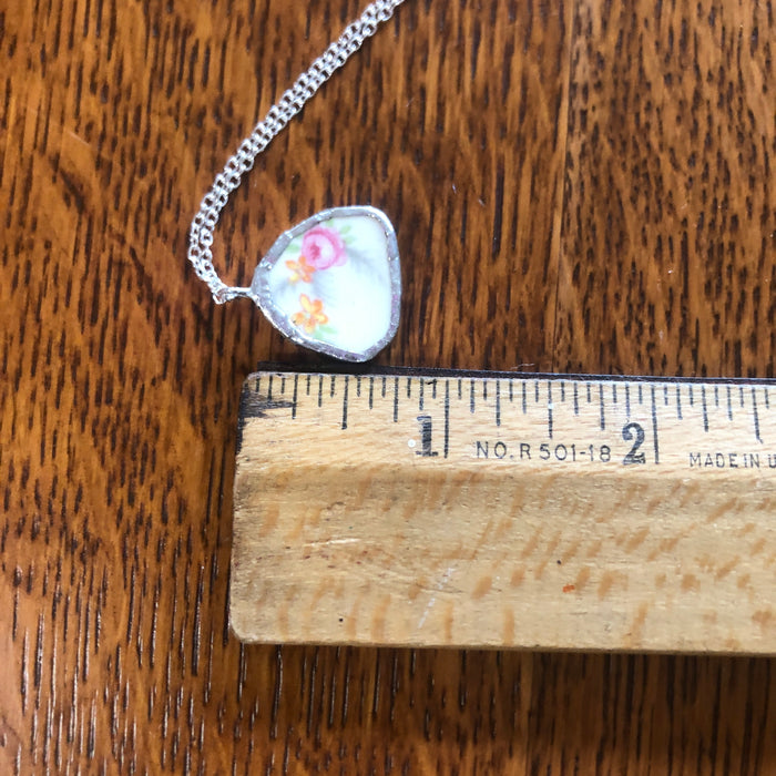 Broken Pottery Artisan Made Pendant Made In USA Plate Handcrafted Necklace 3/4 in x 3/4 in