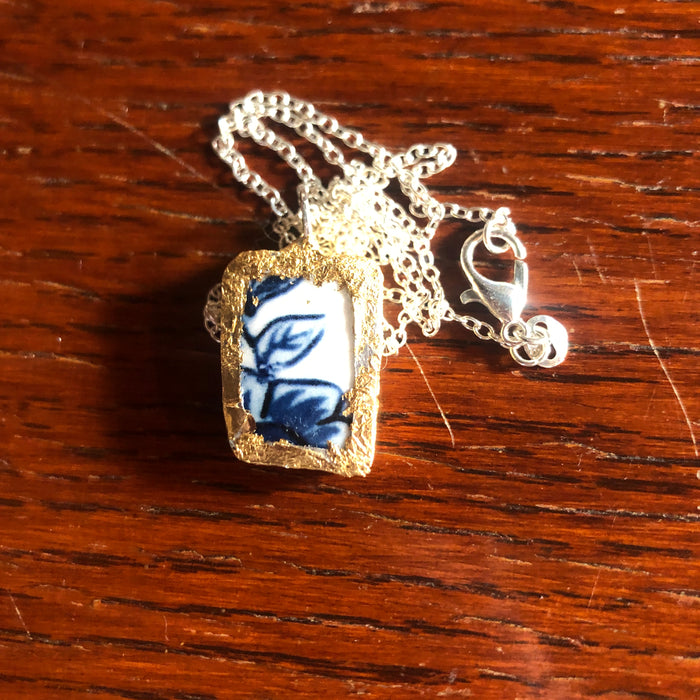 Broken Pottery Artisan Made Pendant Molly Hatch Mug Handcrafted Necklace 1/2 in x 3/4 in