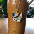 Broken Pottery Artisan Made Pendant Rosemaling Unbranded Plate Handcrafted Necklace 1 3/8in x 1.25in