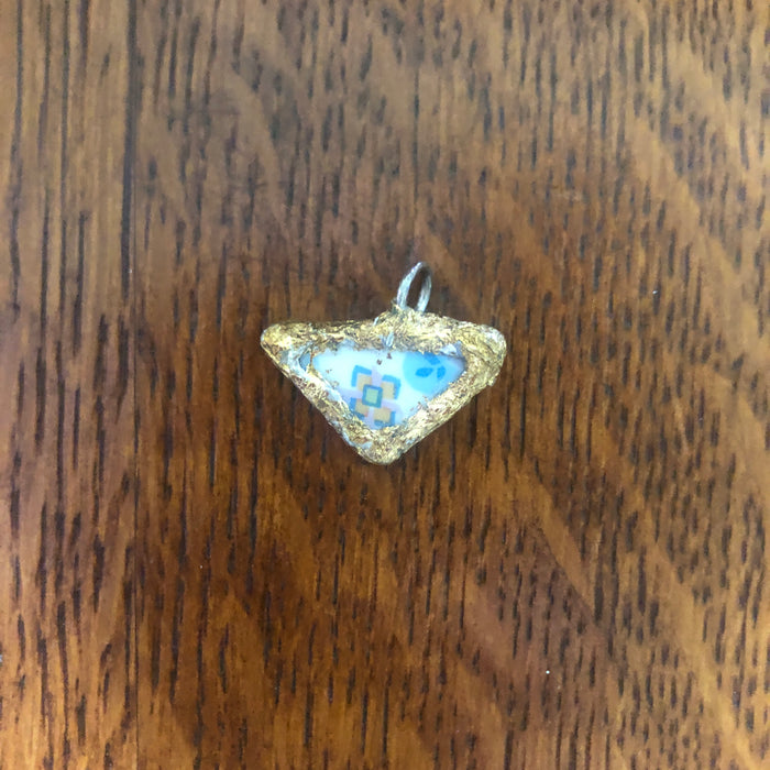Broken Pottery Artisan Made Pendant Sango One World Japan Plate Handcrafted Necklace 3/4in x 1in