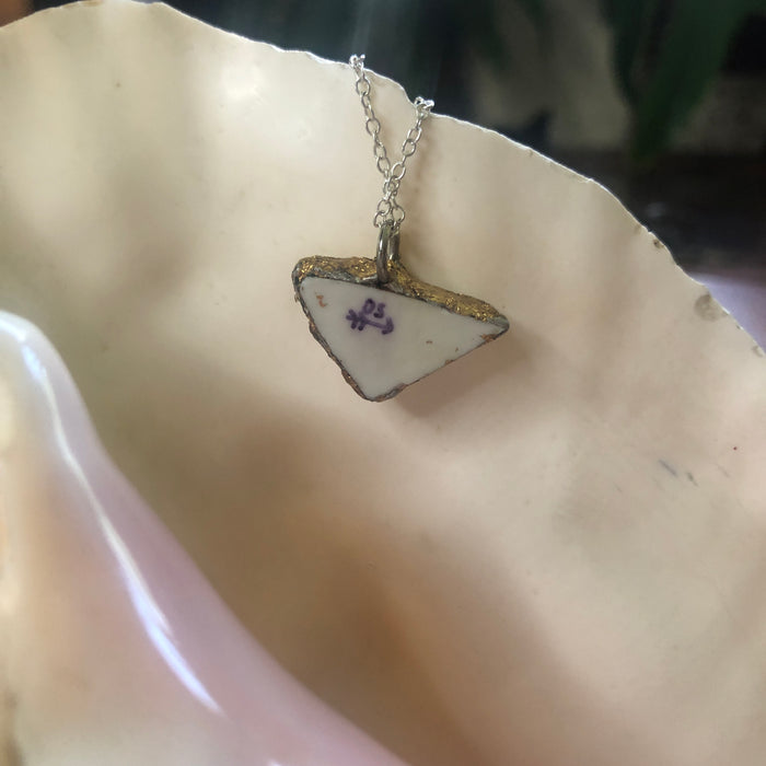 Broken Pottery Artisan Made Pendant Sango One World Japan Plate Handcrafted Necklace 3/4in x 1in