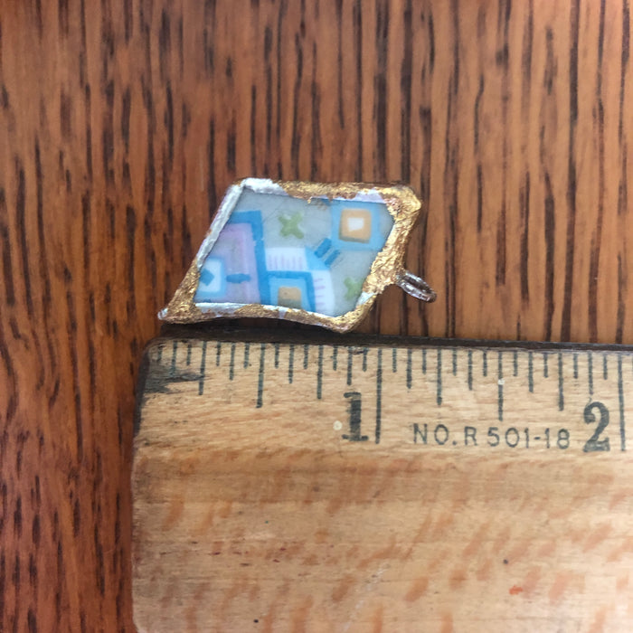 Broken Pottery Artisan Made Pendant Sango One World Japan Plate Handcrafted Necklace 3/4in x 3/4in