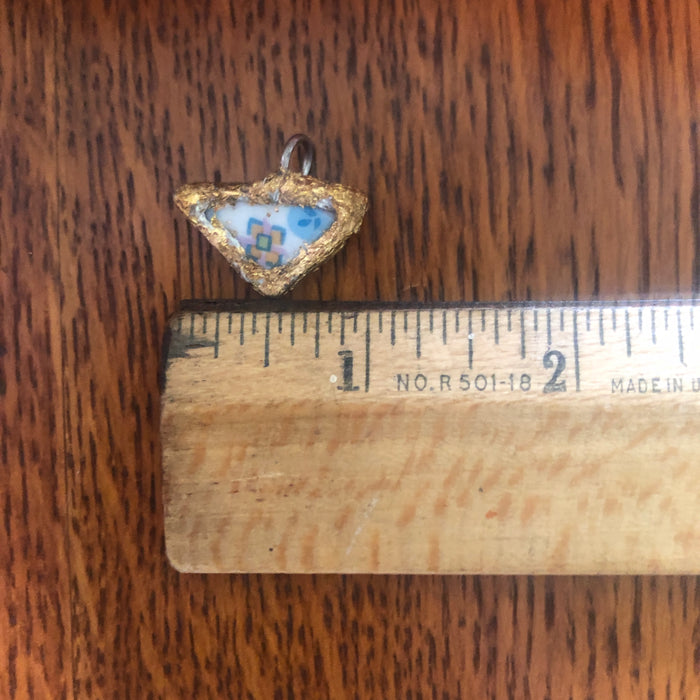 Broken Pottery Artisan Made Pendant Sango One World Japan Plate Handcrafted Necklace 3/4in x 1in