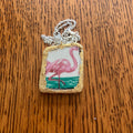 Broken Pottery Artisan Made Pendant Stoneware Flamingo Plate Handcrafted Necklace 1in x 1.25in