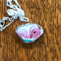 Broken Pottery Artisan Made Pendant Stoneware Flamingo Plate Handcrafted Necklace 1.25in x 3/4in
