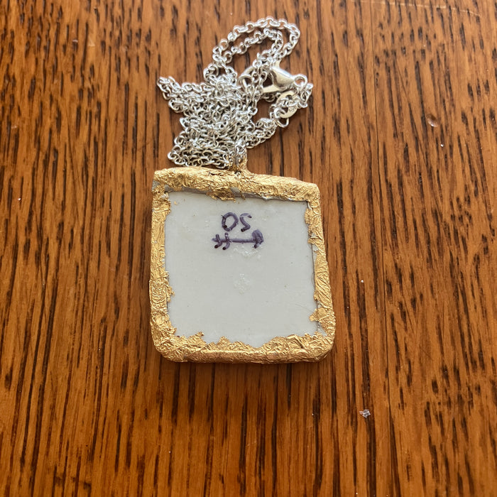 Broken Pottery Artisan Made Pendant Stoneware Flamingo Plate Handcrafted Necklace 1in x 1.25in