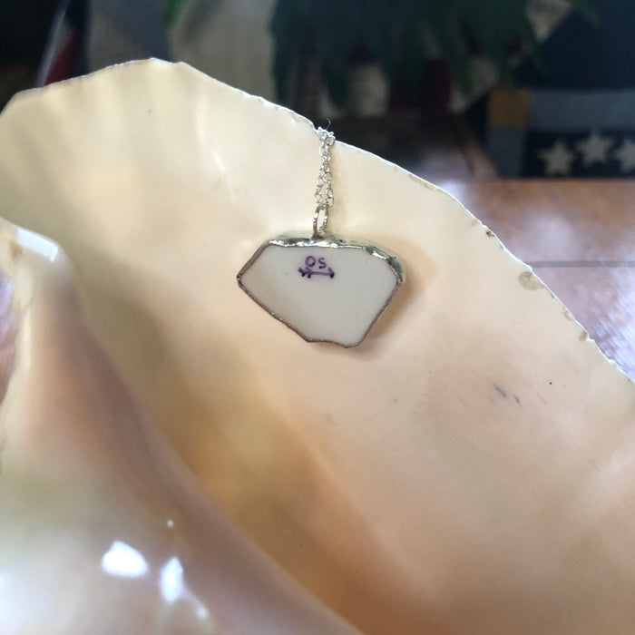 Broken Pottery Artisan Made Pendant Stoneware Flamingo Plate Handcrafted Necklace 1.25in x 3/4in