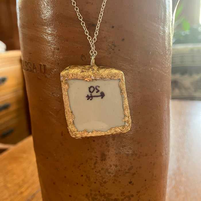 Broken Pottery Artisan Made Pendant Stoneware Flamingo Plate Handcrafted Necklace 1in x 1.25in