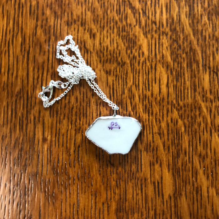 Broken Pottery Artisan Made Pendant Stoneware Flamingo Plate Handcrafted Necklace 1.25in x 3/4in