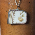 Broken Pottery Artisan Made Pendant Style House Rose Garden Made In Japan Plate Handcrafted Necklace 1.25in x 1in