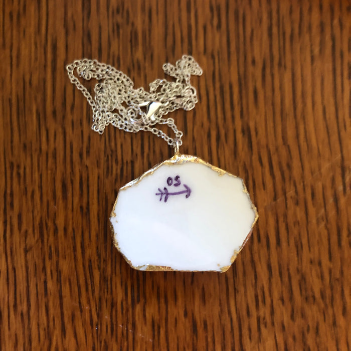 Broken Pottery Artisan Made Poppy Pendant Royal China Plate Handcrafted Necklace 1.5in x 1.25in
