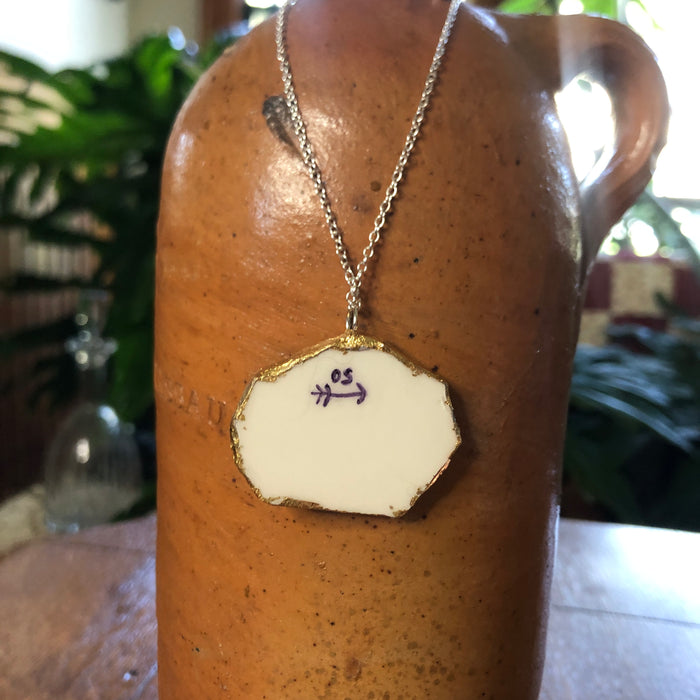Broken Pottery Artisan Made Poppy Pendant Royal China Plate Handcrafted Necklace 1.5in x 1.25in
