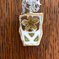 Broken Pottery Artisan Made Tiki Room Pendant Ceramic Guild Esperanto Plate Handcrafted Necklace 1in x 1.25in