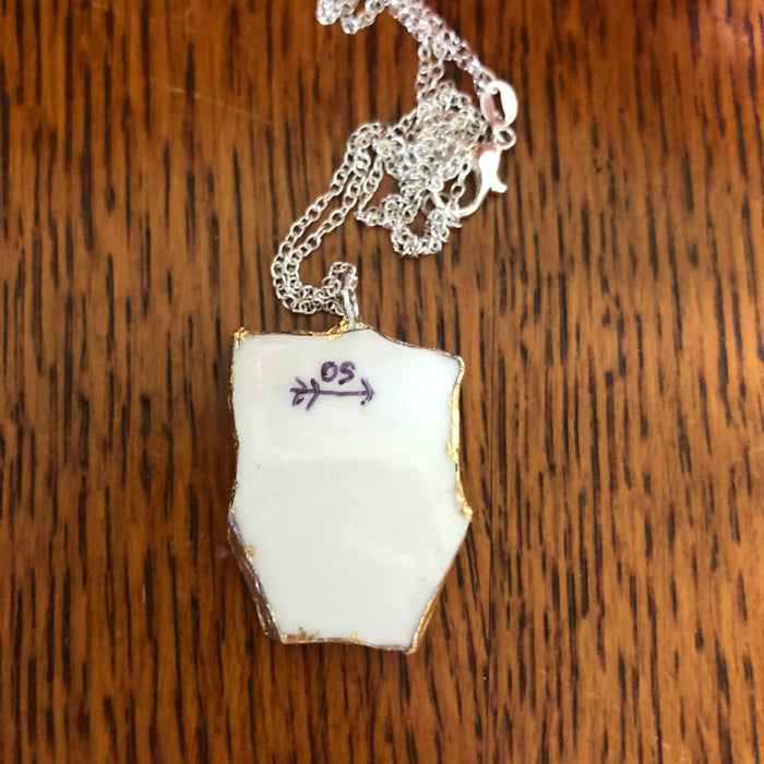 Broken Pottery Artisan Made Tiki Room Pendant Ceramic Guild Esperanto Plate Handcrafted Necklace 1in x 1.25in