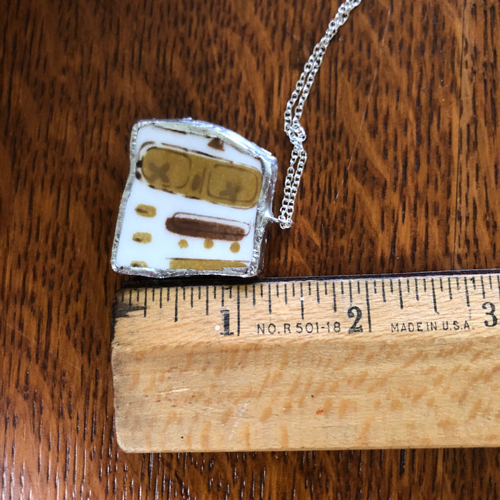 Broken Pottery Artisan Made Tiki Room Pendant Ceramic Guild Esperanto Plate Handcrafted Necklace 1.25in x 1.25in