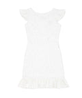 By Debra Girls Clare White/Silver Boucle Ruffle Bottom Sheath Dress Girls Special Dresses By Debra White Y/XS (6X)