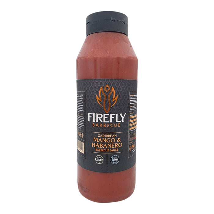 Bottle of Firefly Caribbean Mango & Habanero BBQ sauce