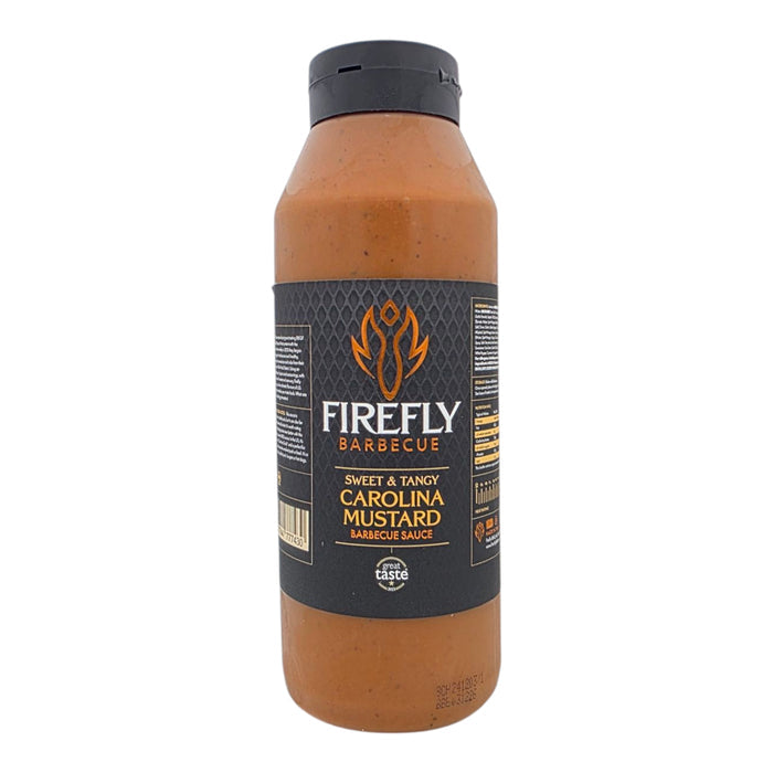 Large 1L bottle of Firefly Carolina Mustard BBQ Sauce, sweet and tangy blend perfect for bulk grilling and food service use.
