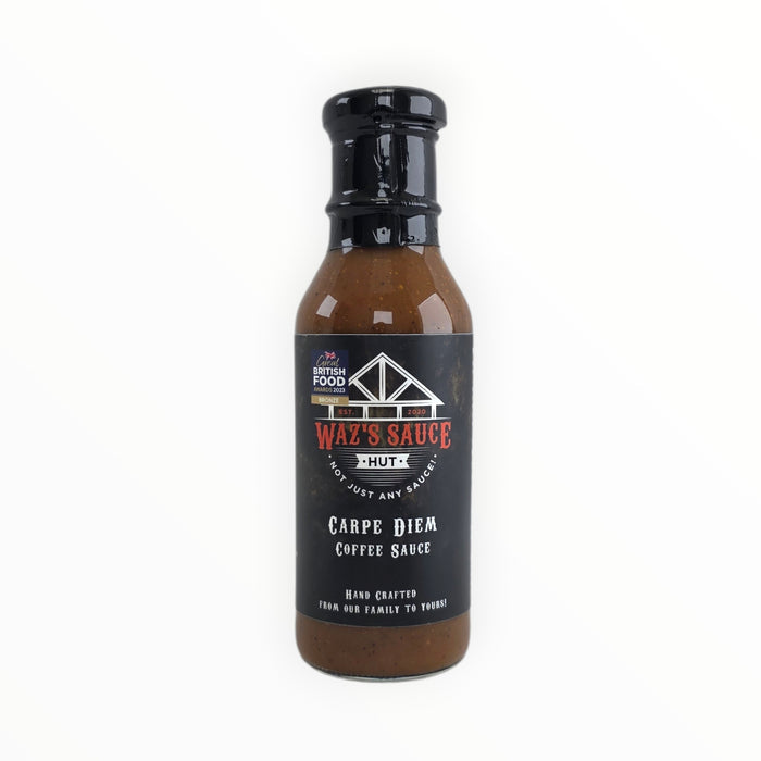 Carpe Diem Cherry Cola BBQ Sauce bottle with black cap