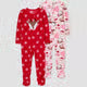 CARTER'S TODDLER GIRL FOOTED SLEEPERS 2 pack "Christmas Snowflakes/Reindeer, Size 2T"