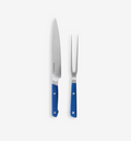 Misen carving knife and meat fork set with blue handles