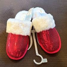 CAT & JACK TODDLER SLIPPERS "Red with White Fur" Size S 5/6