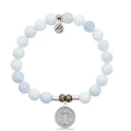 Celestine Stone Bracelet with Anchor Sterling Silver Charm