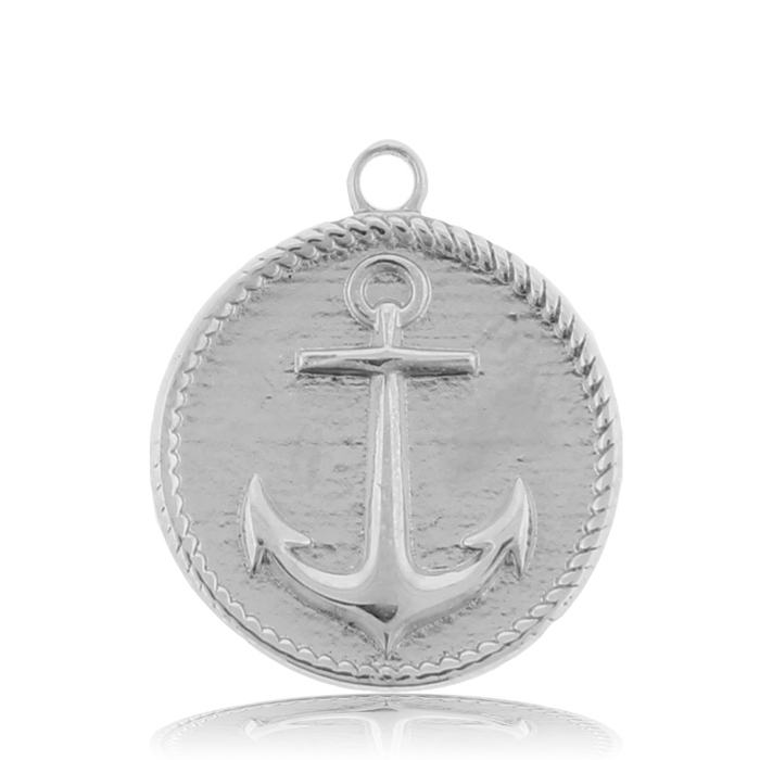 Celestine Stone Bracelet with Anchor Sterling Silver Charm