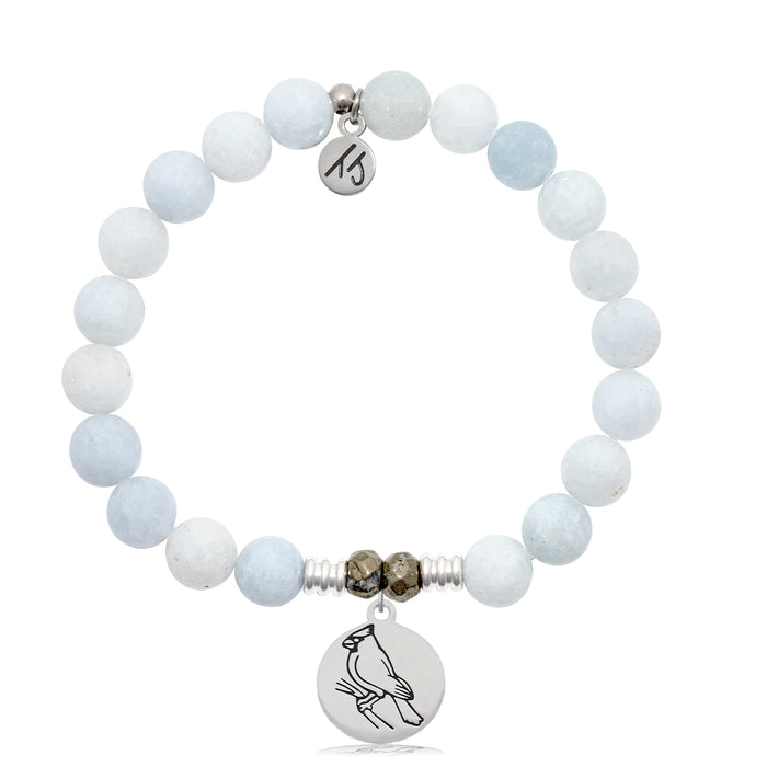 Celestine Stone Bracelet with Cardinal Sterling Silver Charm