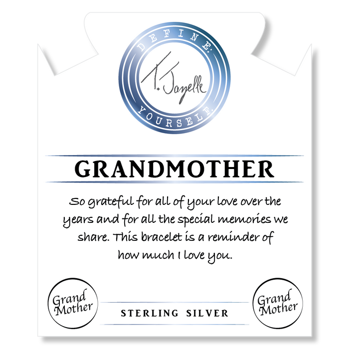 Celestine Stone Bracelet with Grandmother Sterling Silver Charm