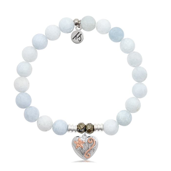 Celestine Stone Bracelet with Renewal Heart Sterling Silver Charm