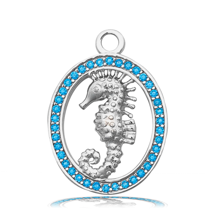 Celestine Stone Bracelet with Seahorse Sterling Silver Charm