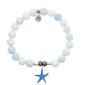 Celestine Stone Bracelet with Star of the Sea Sterling Silver Charm