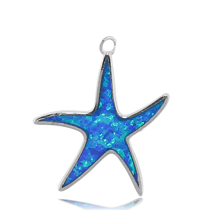 Celestine Stone Bracelet with Star of the Sea Sterling Silver Charm
