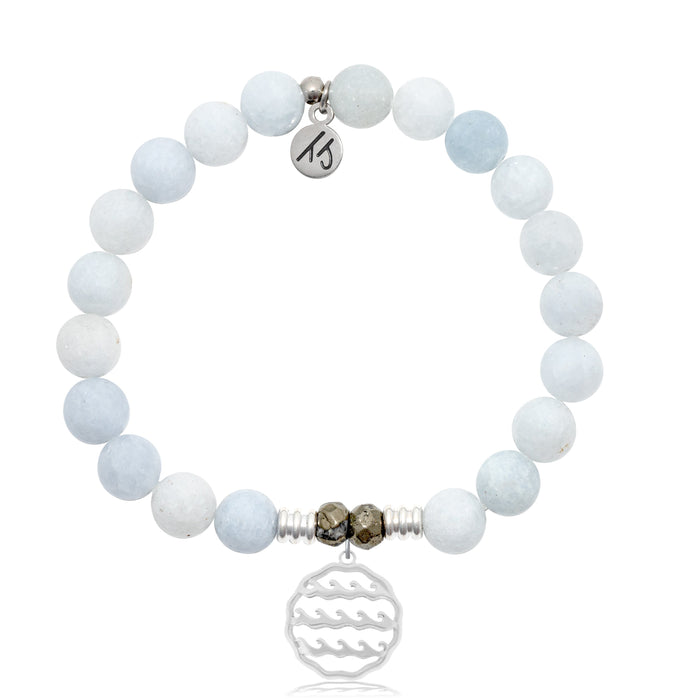 Celestine Stone Bracelet with Waves of Life Sterling Silver Charm