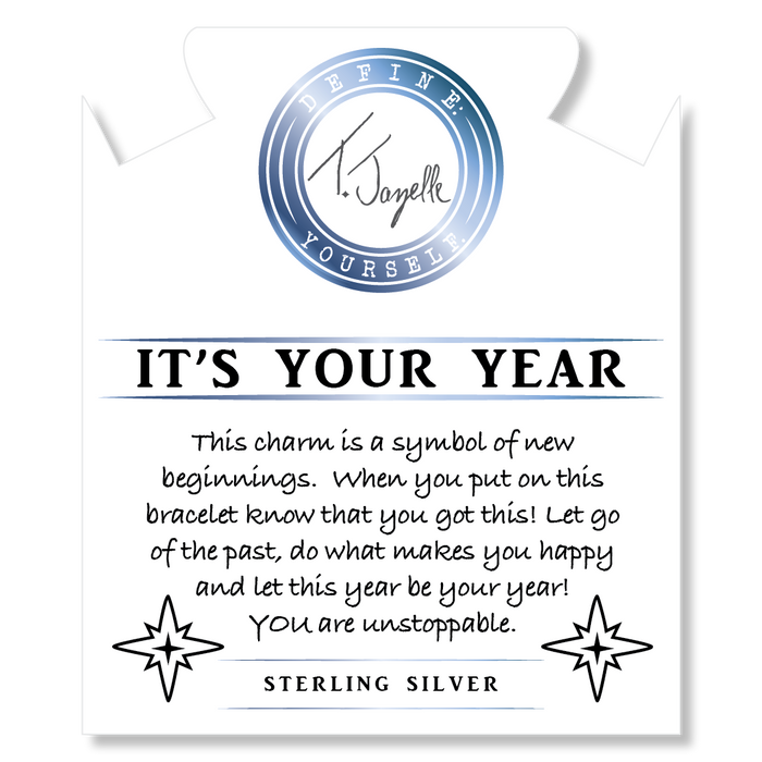 Celestine Stone Bracelet with Your Year Sterling Silver Charm