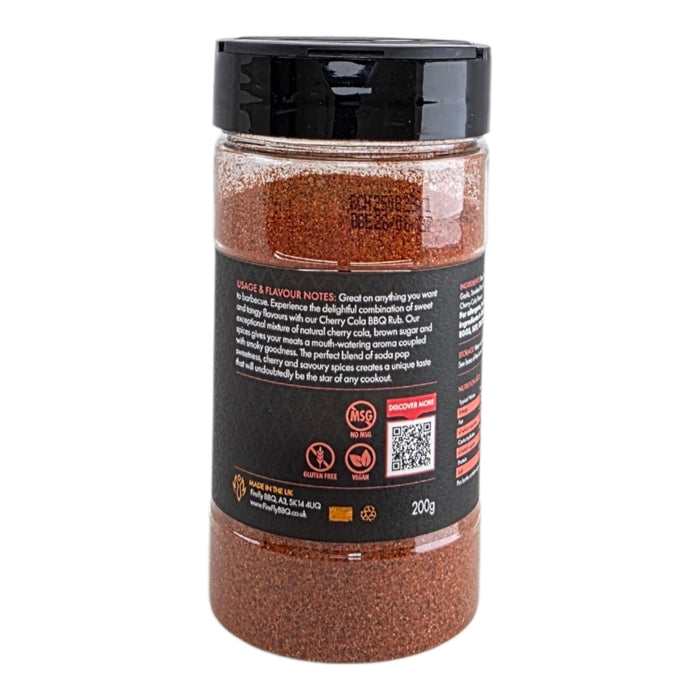 Cherry Cola BBQ Rub jar with black lid