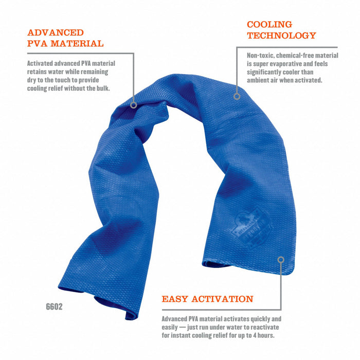 Chill Its 6603 Evaporative Cooling Band, 4 in W, 29-1/2 in L, Blue