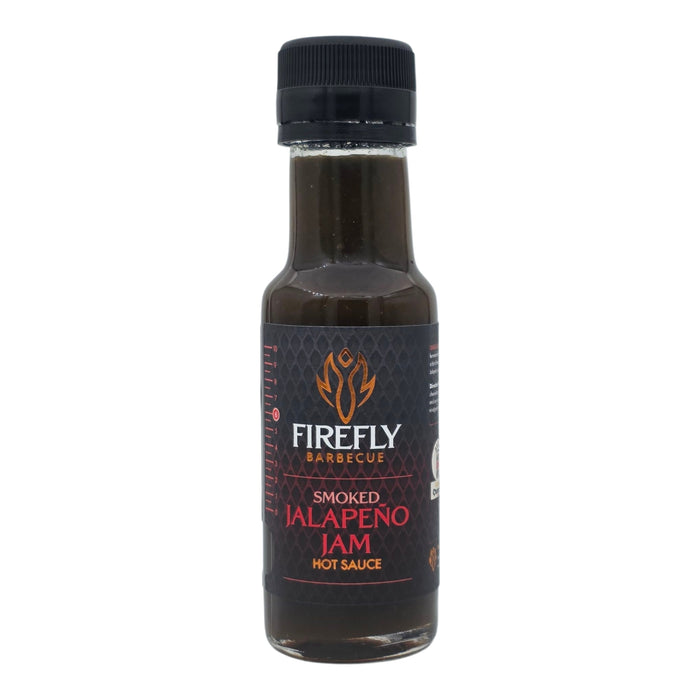 Barbecue hot sauce bottle with black cap