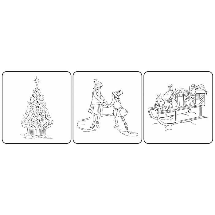 JRV Christmas Sketches Stencils - Set of 3 Reusable 15 Mil Mylar