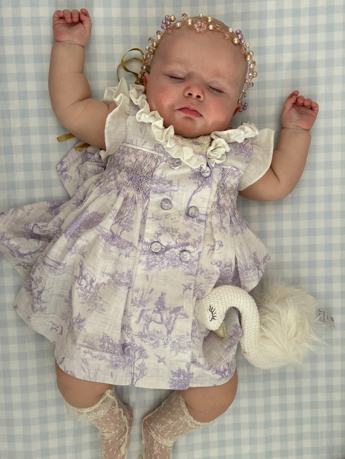 Claudia Lila Toile de Jouy Handsmocked Dress