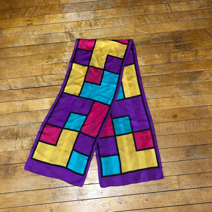 Colorful Abstract Geometric Scarf Unbranded Made In Italy 100% Polyester