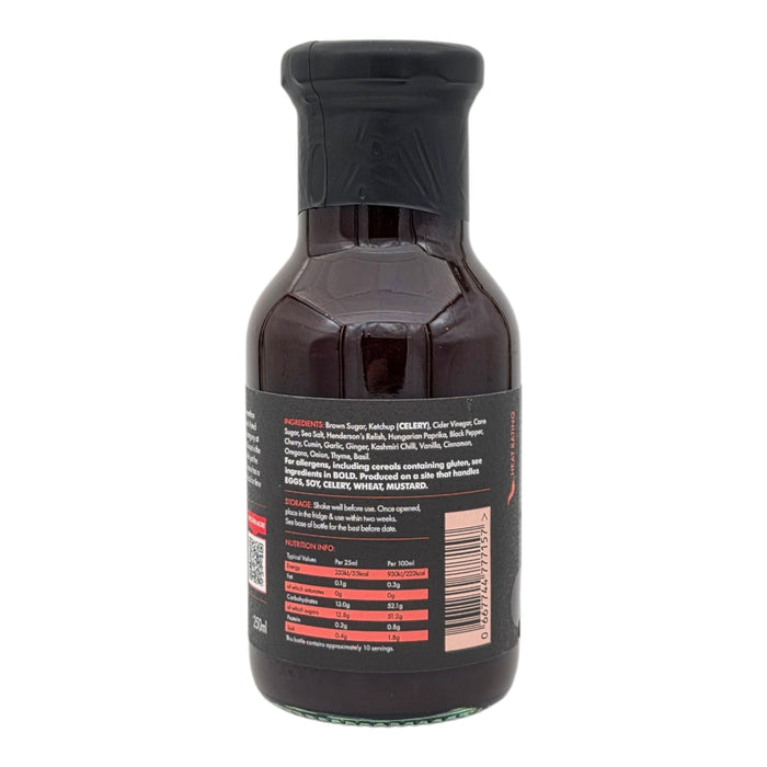 Cherry BBQ Sauce bottle back view with ingredients