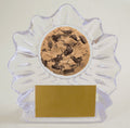Cookie Logo on shell acrylic trophy with gold engraving plate