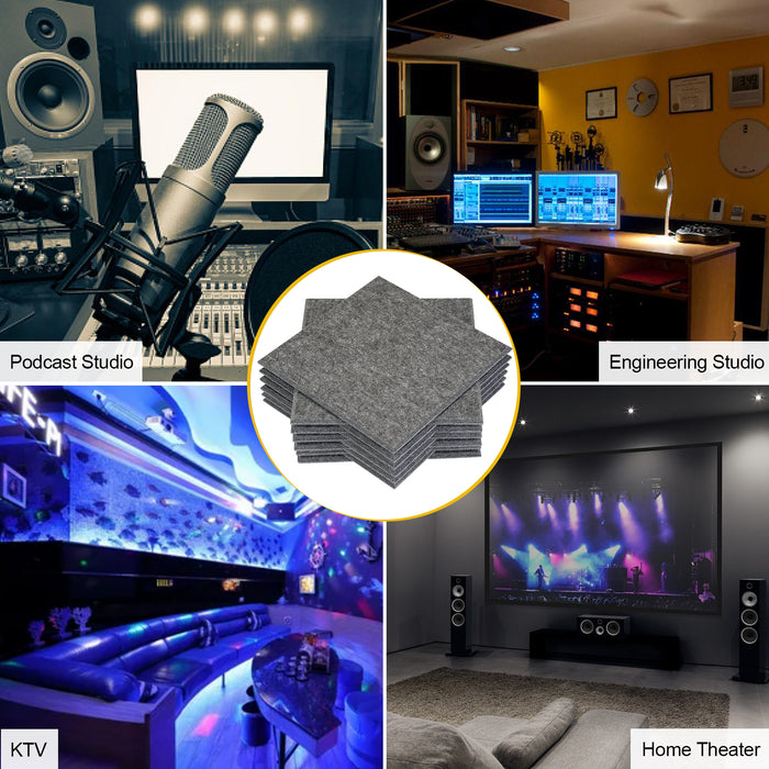 Dark Grey 12pcs Acoustic Panels High Density Soundproof Absorbing Noise Cancellation Wall Decoration & Acoustic Treatment