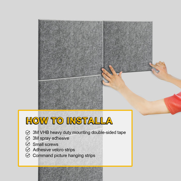 Dark Grey 12pcs Acoustic Panels High Density Soundproof Absorbing Noise Cancellation Wall Decoration & Acoustic Treatment