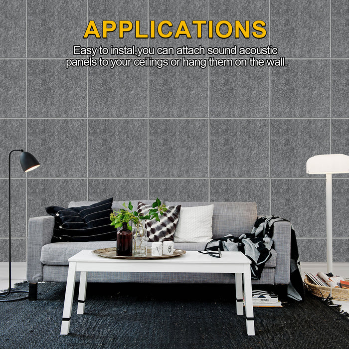 Dark Grey 12pcs Acoustic Panels High Density Soundproof Absorbing Noise Cancellation Wall Decoration & Acoustic Treatment