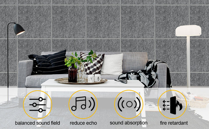 Dark Grey 12pcs Acoustic Panels High Density Soundproof Absorbing Noise Cancellation Wall Decoration & Acoustic Treatment